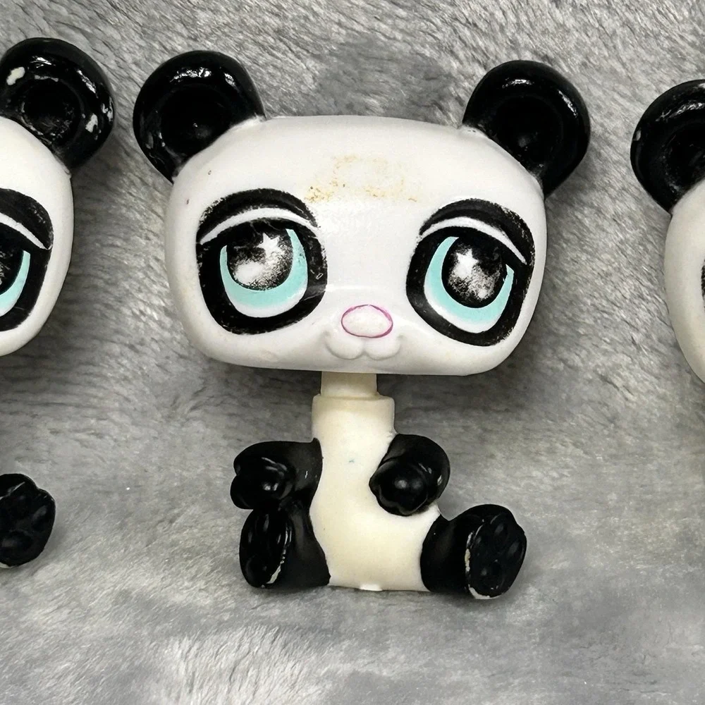 Littlest Pet Shop Panda Bears Lot of 4‎ LPS Figures Black White Blue